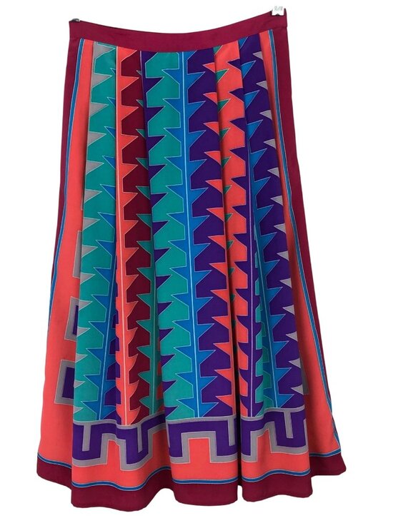 Unbranded Dresses & Skirts - Vintage Womens Size 4 Colorful Geometric Print Skirt 100% Polyester